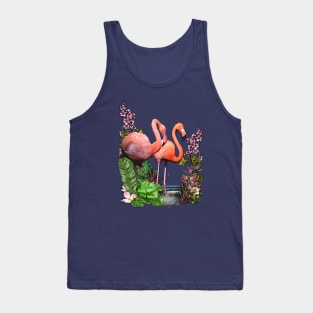 Pink Flowers & Flamingos Tank Top